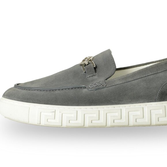 Versace Men\'s Suede Leather Silver Medusa Loafers Slip On Shoes US 11 IT 44 main image 7